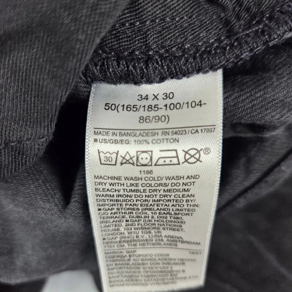 Gap Mens 34x29 Black Straight Leg Jeans